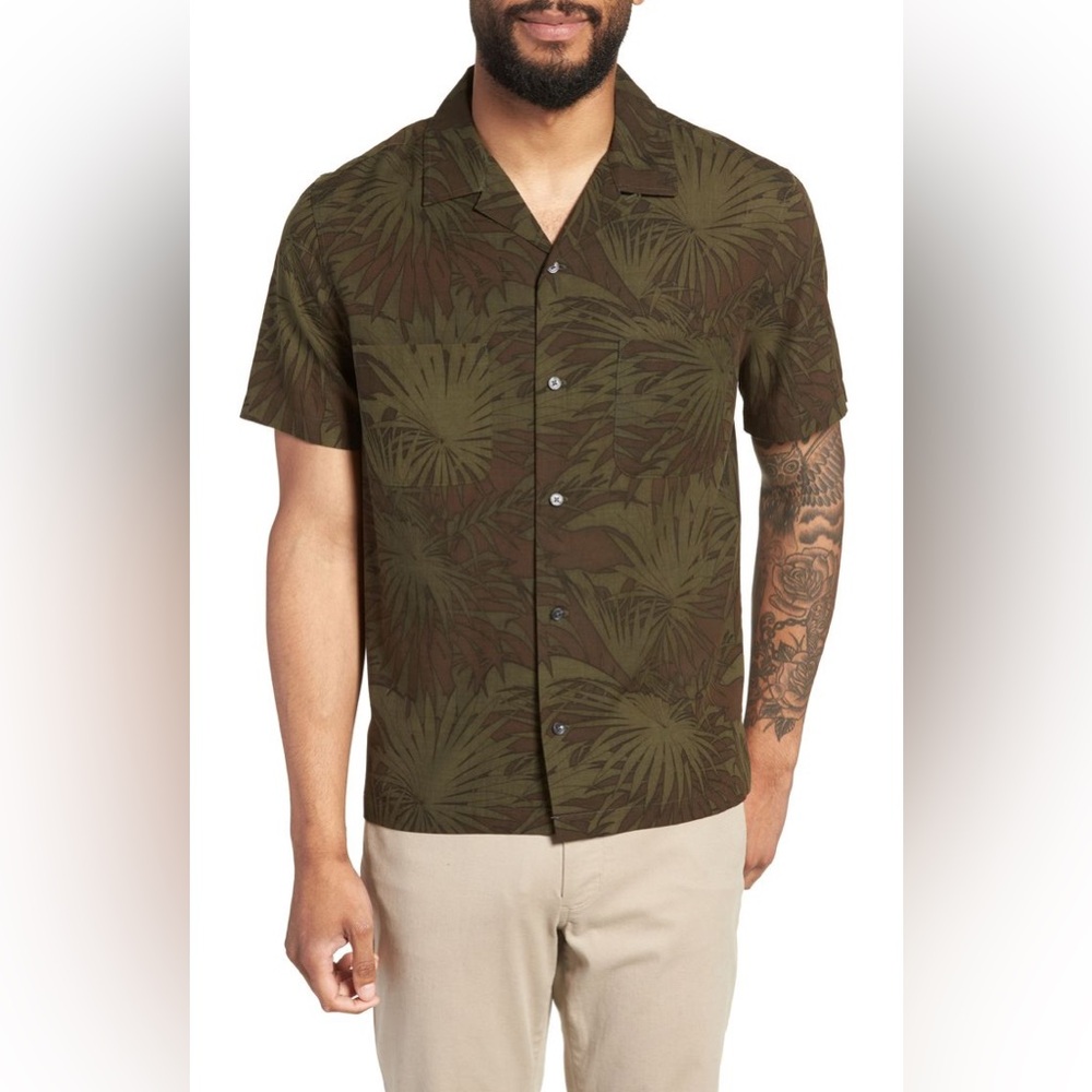 Vince - Palm Leaf Cabana Woven Slim Fit Hawaiian Shirt
